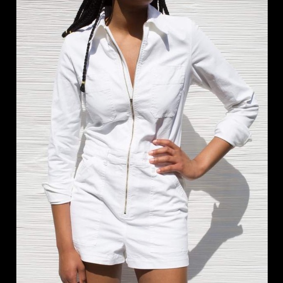 Nili Lotan Pants - Nili Lotan Soria Stretch Cotton Romper in White